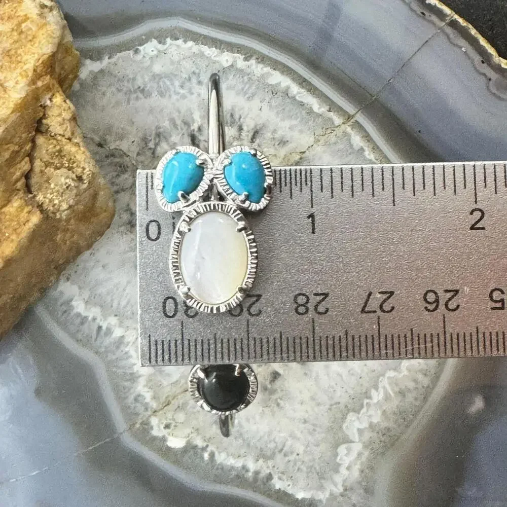 Carolyn Pollack Sterling Silver Turquoise, MOP &Onyx Floating Bracelet For Women